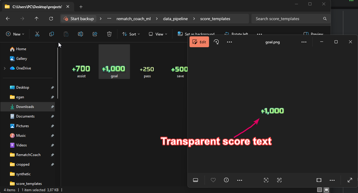 Transparent score texts overlaid into "none" data